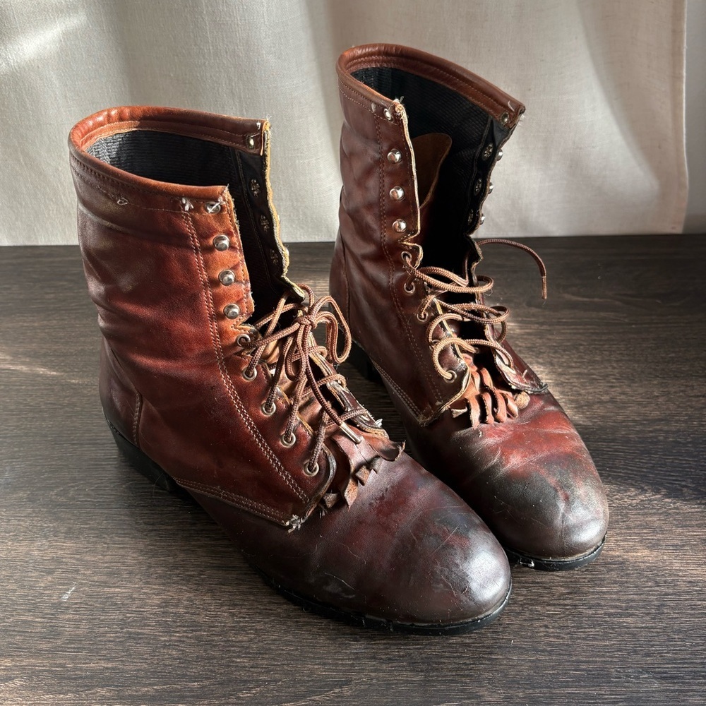 Vintage J Chisholm Packer Ranch Boots 74990 Size US 8 EE Men’s Leather Roper